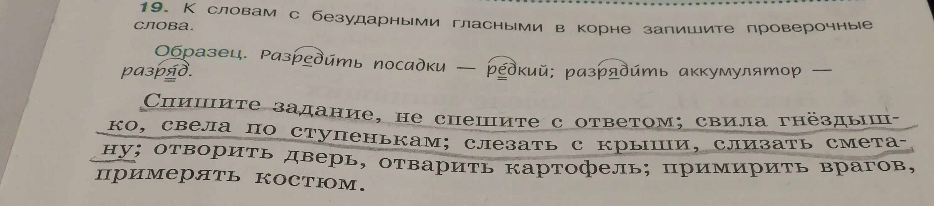 Подбери проверочные слова к словам с безударными гласными в корне из текста