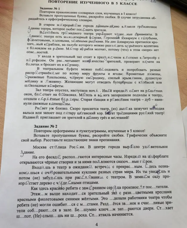 Повтори правописание словарных слов и орфограмм, вставь пропущенные буквы и раскрой скобки