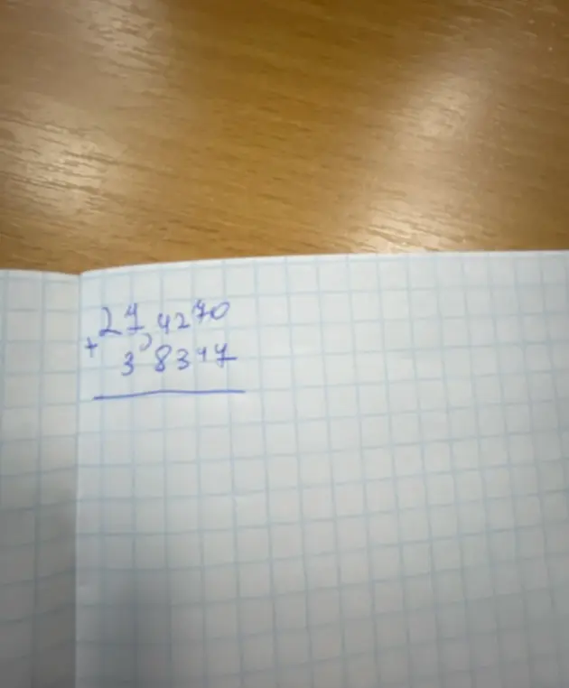 Выполни сложение в столбик: 244270 + 38344