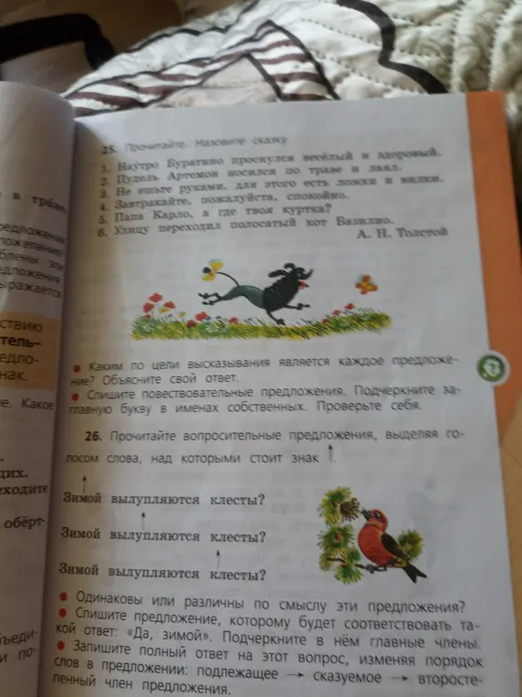 Определи, каким по цели высказывания является каждое предложение из упражнения 25?