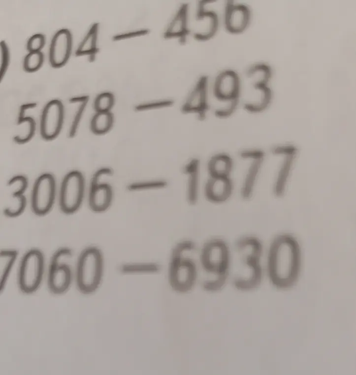 Реши примеры на вычитание: 804 - 456