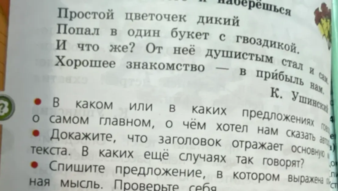 Определи в каком или в каких предложениях говорится о самом главном, о чем хотел сказать автор?