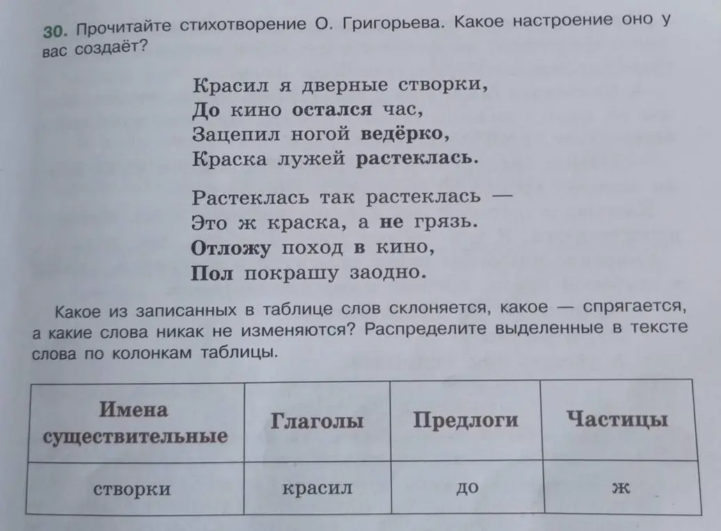Прочитай стихотворение О. Григорьева и определи, какое настроение оно создаёт