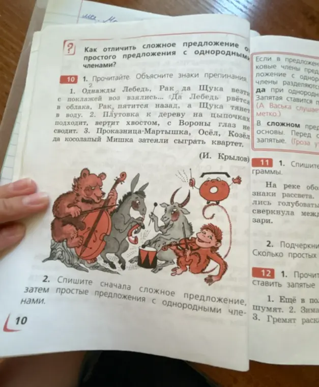 Ты просишь списать сначала сложное предложение, а затем простые предложения с однородными членами из упражнения 10
