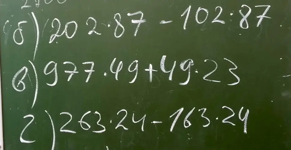Ты просишь меня упростить примеры: 202.87 - 102.87; 977.49 + 49.23; 263.24 - 163.24