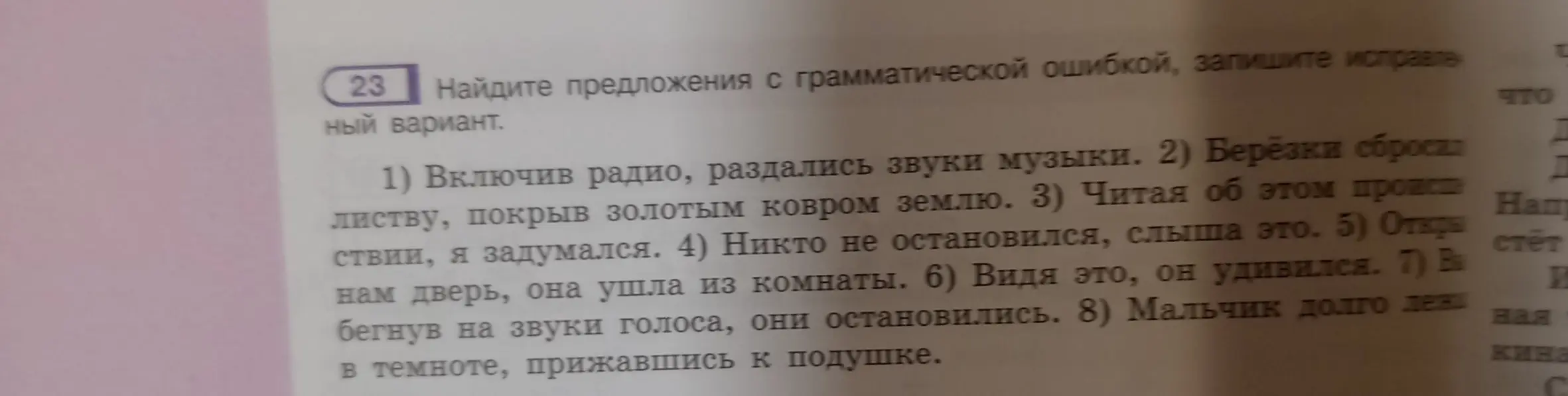 Найди предложения с грамматической ошибкой в тексте и запиши исправленный вариант