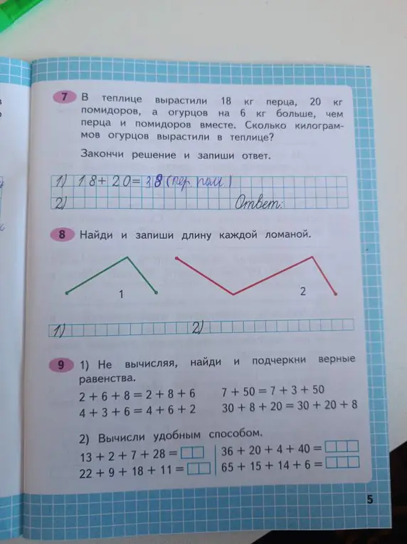 Реши задачу, вычисли и подчеркни верные равенства.