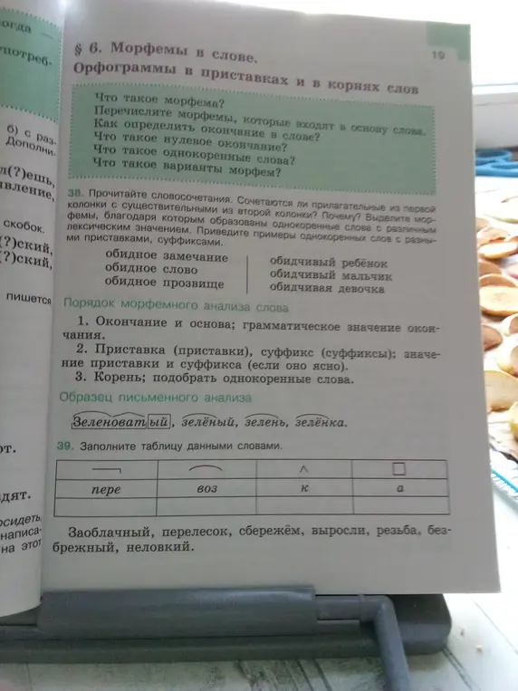 Заполни таблицу данными словами: Заоблачный, перелесок, сбережём, выросли, резьба, безбрежный, неловкий