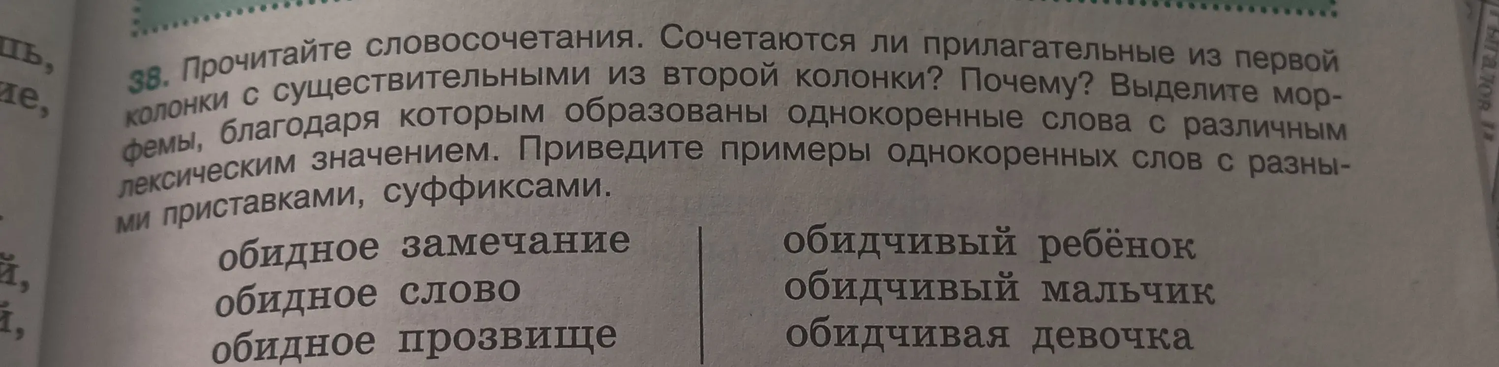 Прочитай словосочетания. Сочетаются ли прилагательные из первой колонки с существительными из второй колонки?