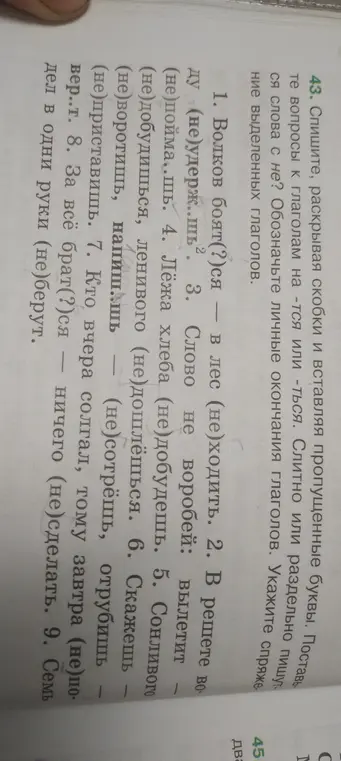 Раскрой скобки и вставь пропущенные буквы в предложении 'Волков боят(?)ся – в лес (не)ходить'.