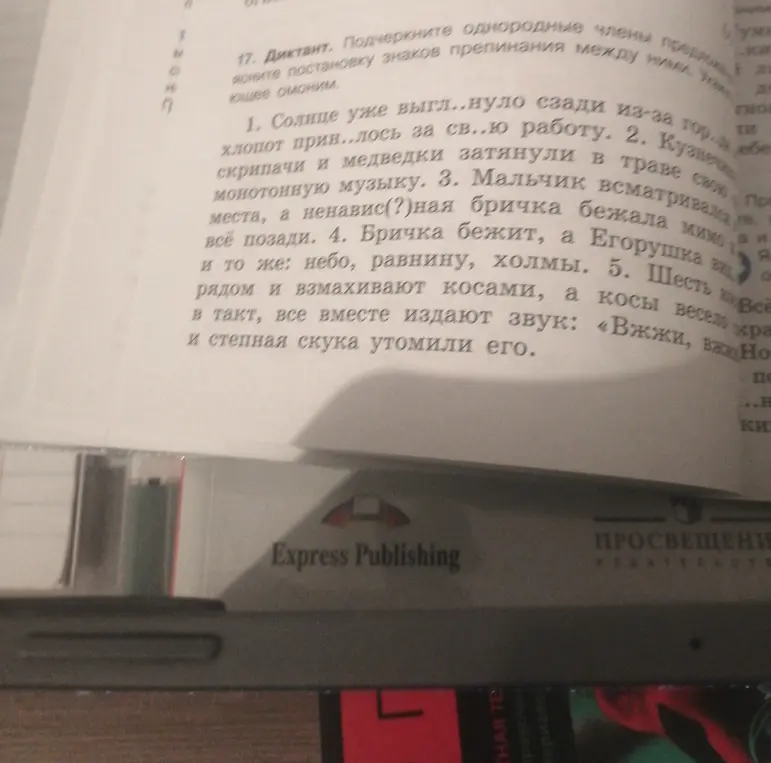 Подчеркни однородные члены предложения в диктанте и объясни постановку знаков препинания между ними в первом задании