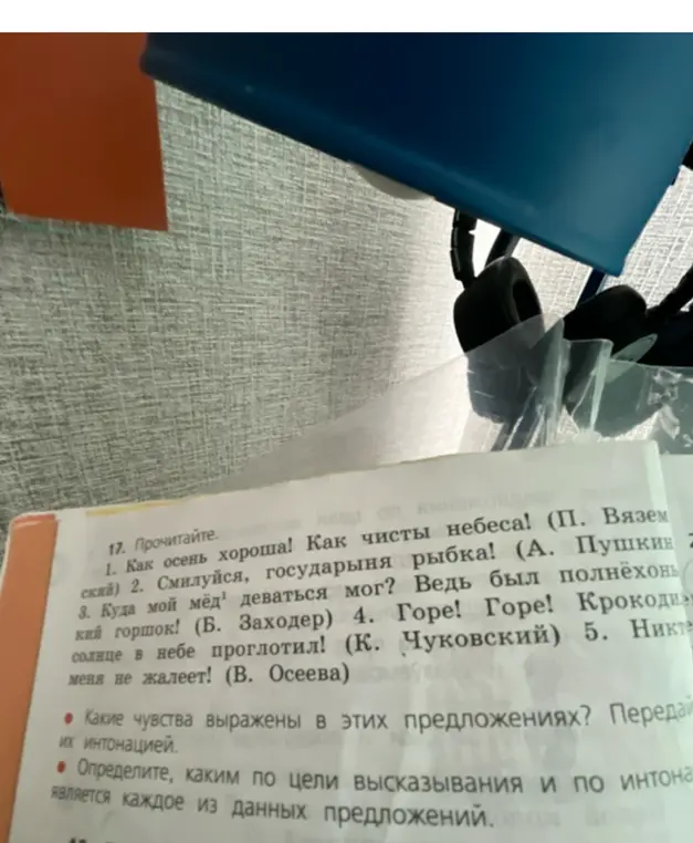 Определи, какие чувства выражены в предложениях и каким по цели высказывания и по интонации является каждое из данных предложений