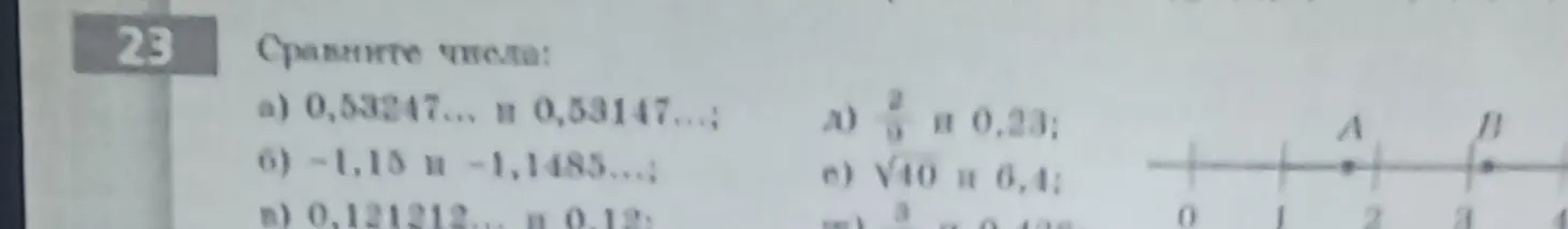 Сравни числа: 0,53247... и 0,53147...