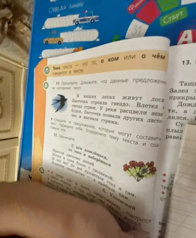 Объясни, почему данные предложения не составляют текст и определи тему текста в упражнении 11