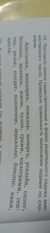 Составь имена существительные в форму родительного падежа множественного числа для слов: апельсин, мандарин.