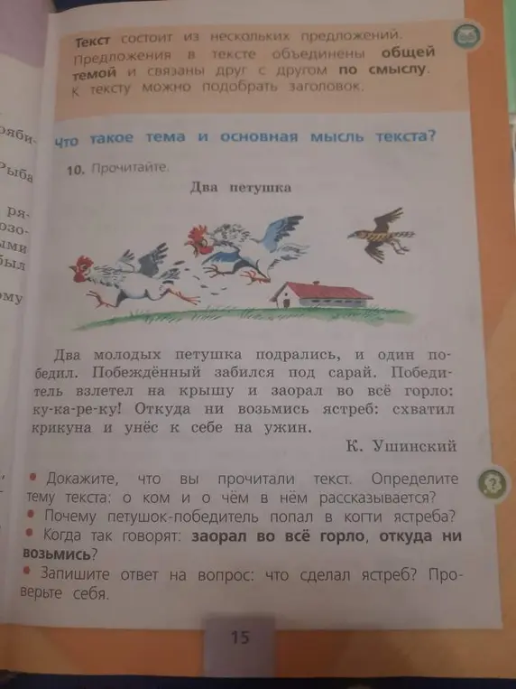 Ты просишь доказать, что ты прочитал текст, определить тему текста: о ком и о чём в нём рассказывается?