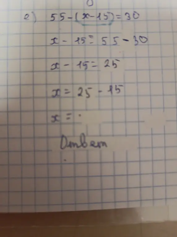 Ты просишь меня решить уравнение 55 - (x - 15) = 30