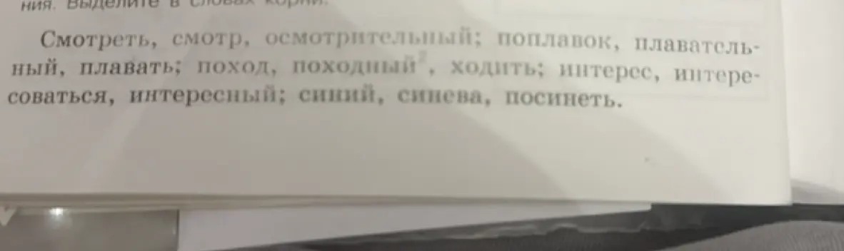 Выдели в словах корни.
