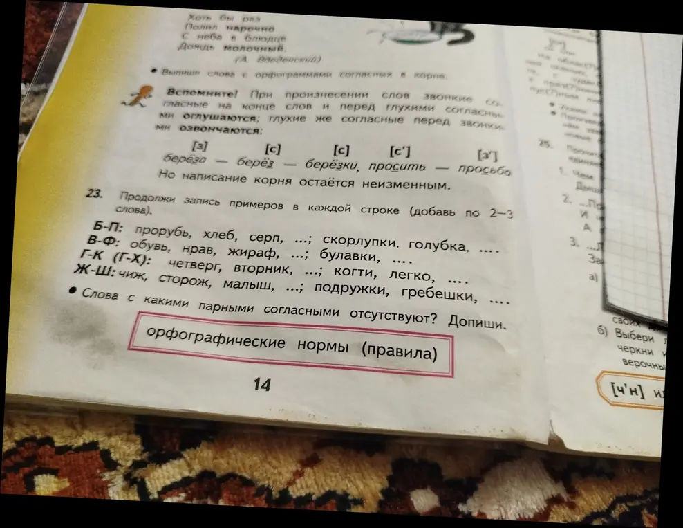 Помоги закончить запись примеров в каждой строке (добавь по 2-3 слова) в упражнении 23