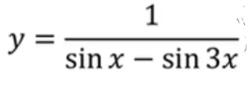 Найди область определения функции y = 1 / (sin x - sin 3x)