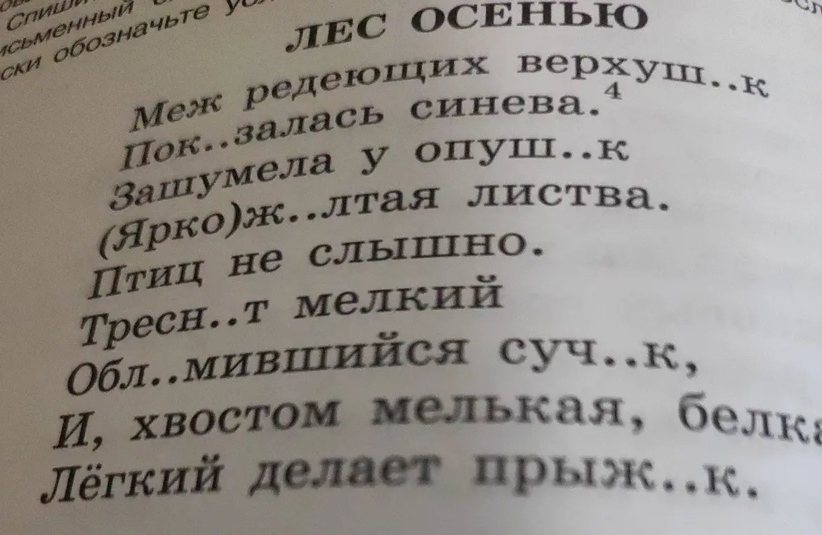 Ты просишь вставить пропущенные буквы в стихотворении.