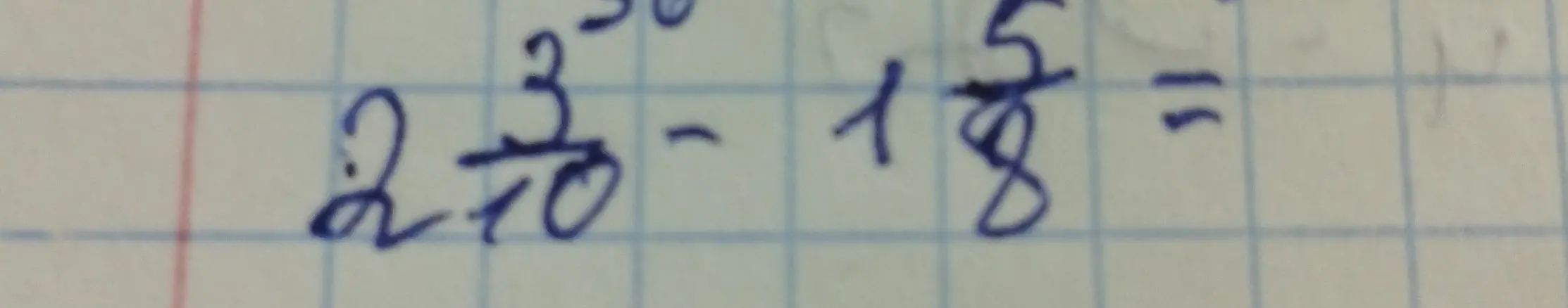 Вычисли, чему равно $2\frac{3}{10} - 1\frac{5}{8}$
