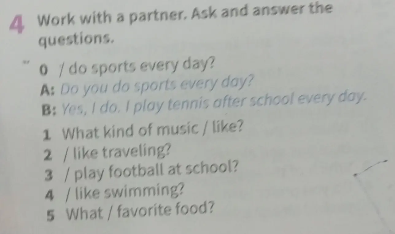 Ты просишь меня составить вопросы из фраз: What kind of music / like?, / like traveling?, / play football at school?, / like swimming?, What/favorite food?