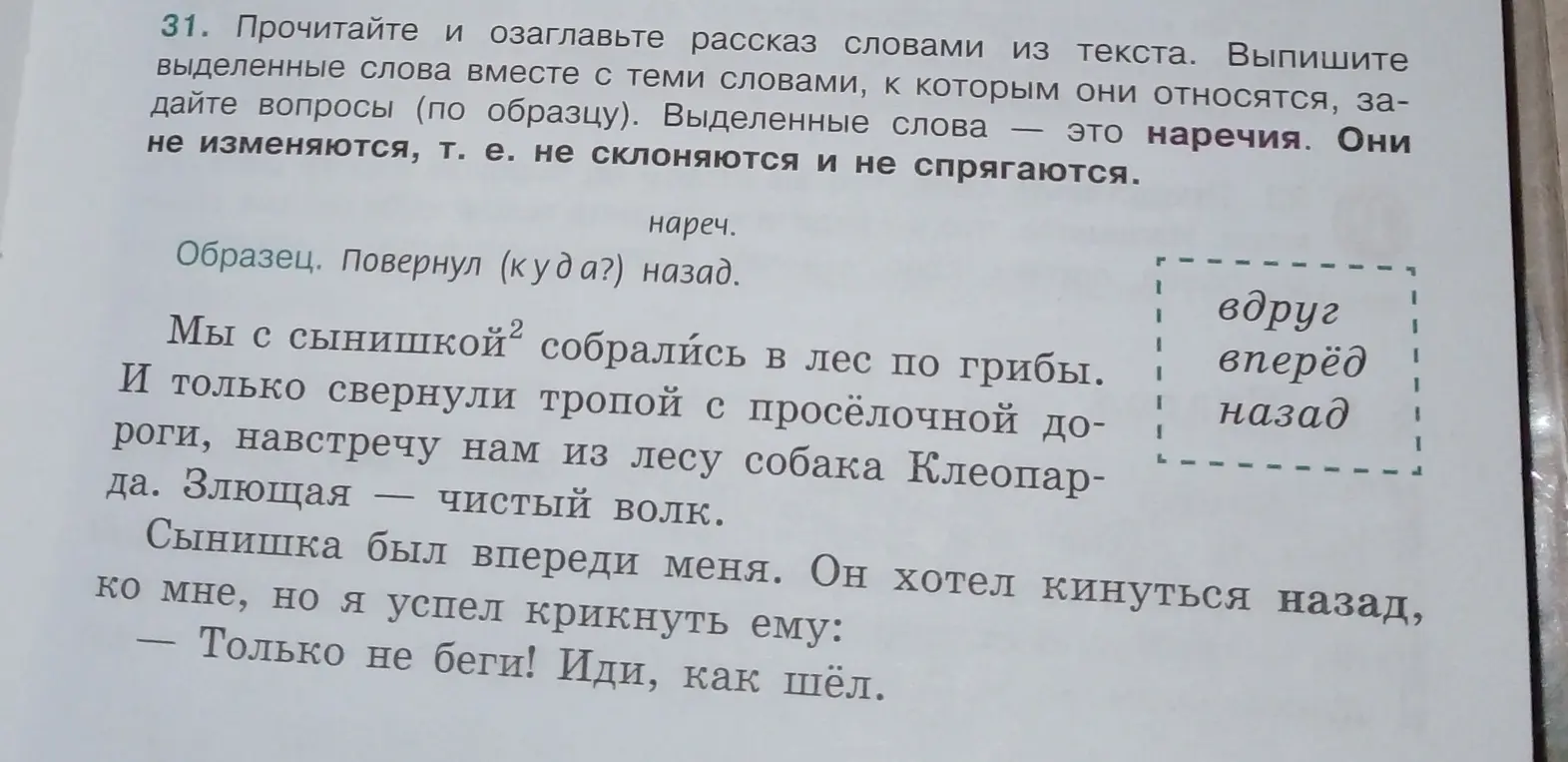 Помоги озаглавить рассказ словами из текста и выписать выделенные слова вместе с теми словами, к которым они относятся, задать вопросы