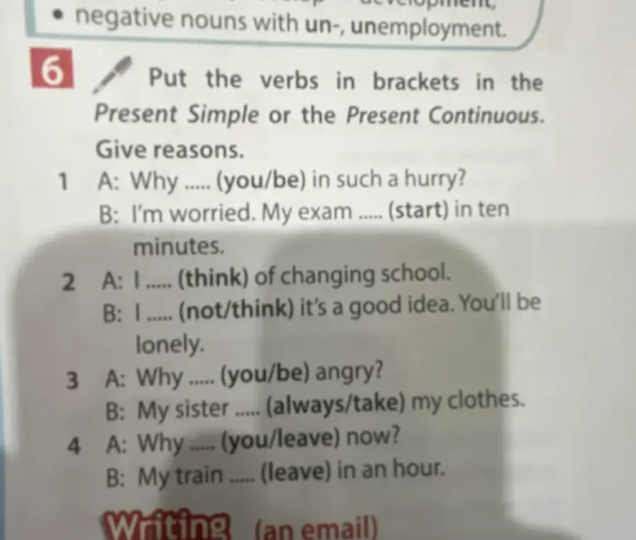 Помоги в задании: нужно поставить глаголы в скобках в Present Simple или Present Continuous в предложении 'Why ..... (you/be) in such a hurry?'