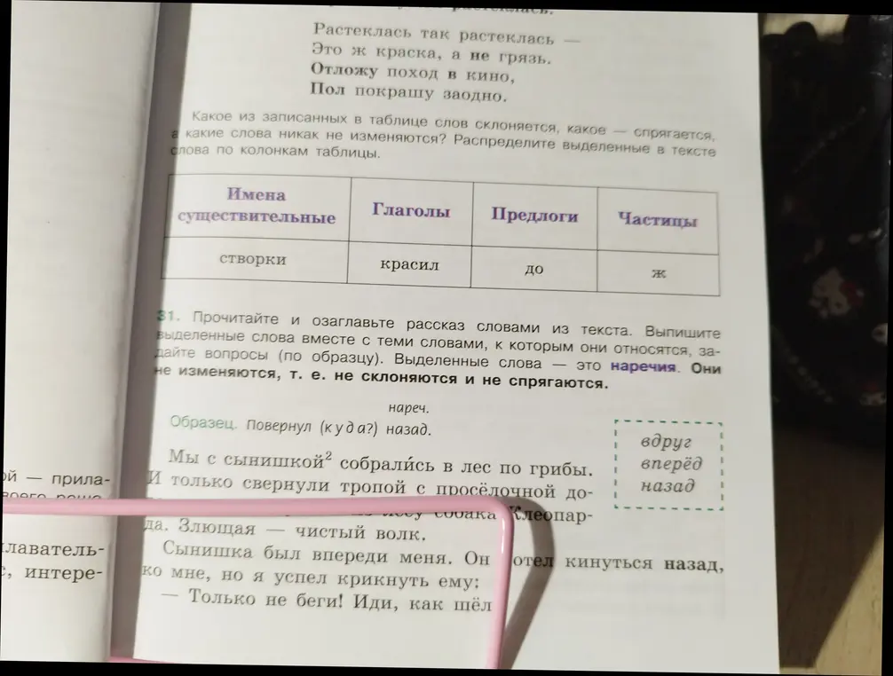 Прочитай и озаглавь рассказ словами из текста. Выпиши выделенные слова вместе с теми словами, к которым они относятся, задайте вопросы (по образцу).