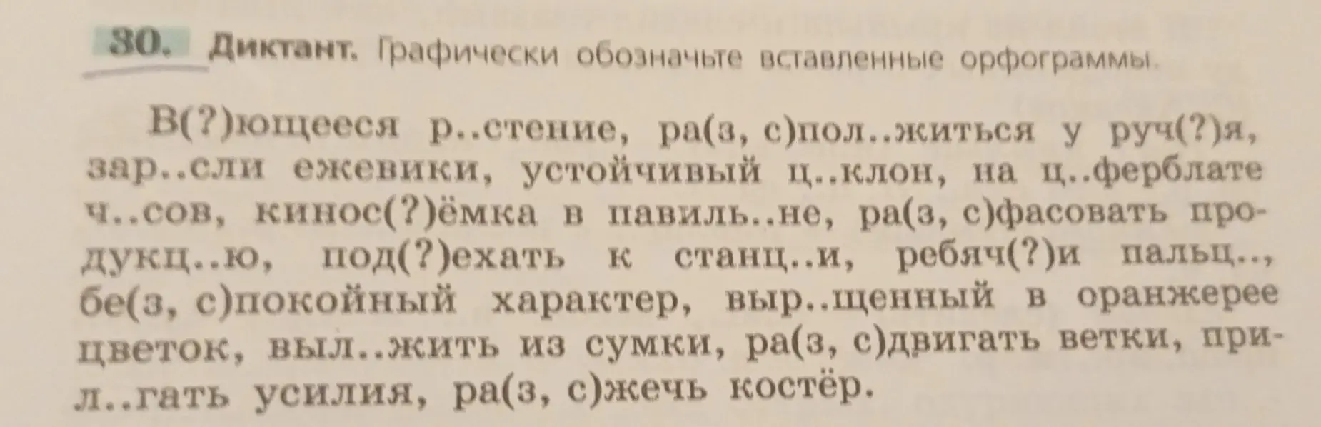 Выполни графическое обозначение вставленных орфограмм в диктанте.