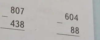 Можешь решить примеры на вычитание столбиком: 807-438 и 604-88?