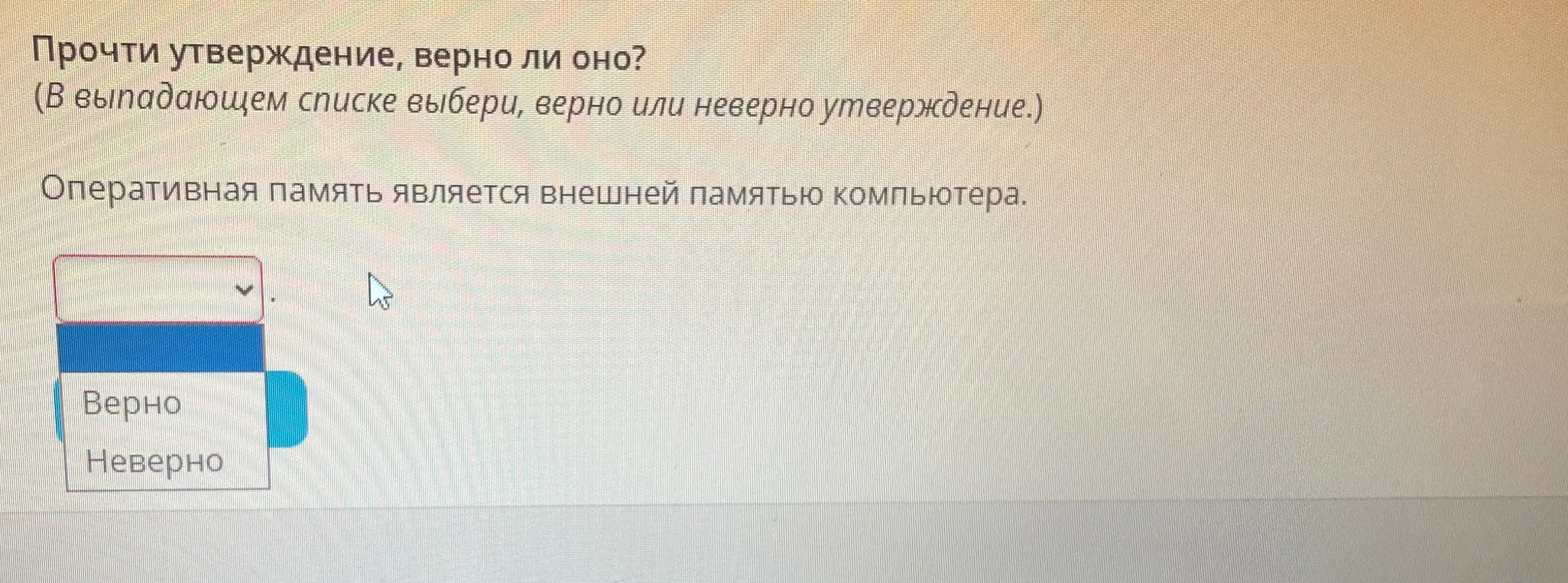 Считаешь ли ты, что оперативная память является внешней памятью компьютера?