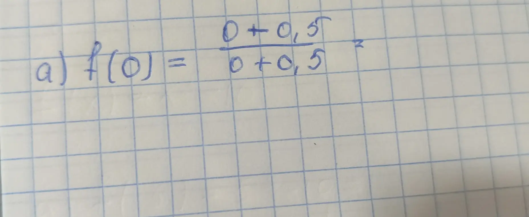 Ты просишь вычислить значение выражения f(0) = (0 + 0,5) / (0 + 0,5) в квадрате.