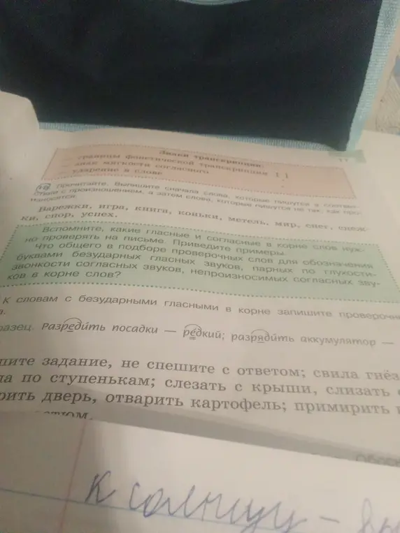 Выпиши сначала слова, которые пишутся в соответствии с произношением, а затем слова, которые пишутся не так, как произносятся