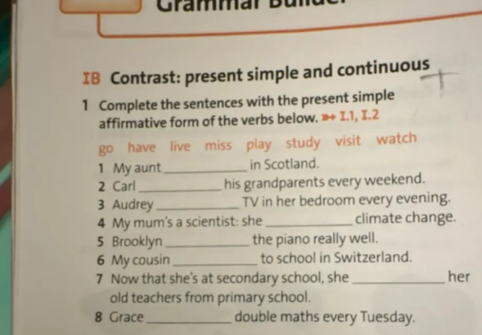 Помоги мне заполнить пропуски в предложениях, используя present simple affirmative form