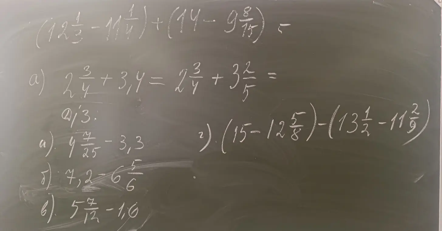 Помоги решить пример 2а) 2 3/4 + 3,4 =