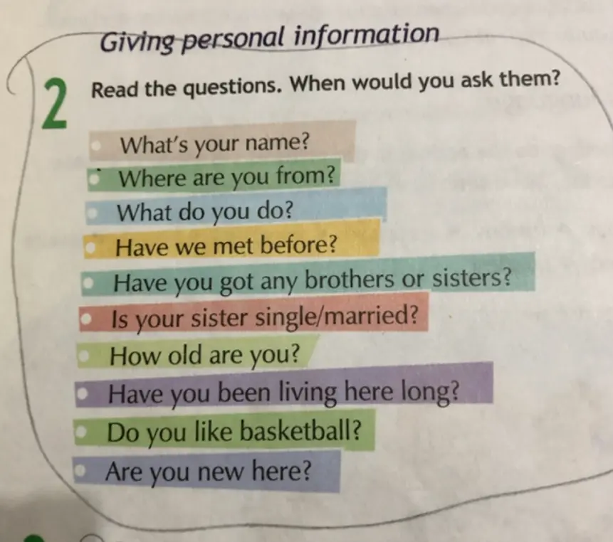 Когда уместно задавать вопросы: What's your name?, Where are you from?, What do you do? и т.д.