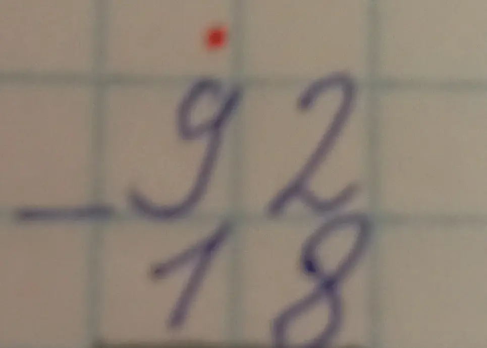 Вычисли, чему равна разность чисел 92 и 18