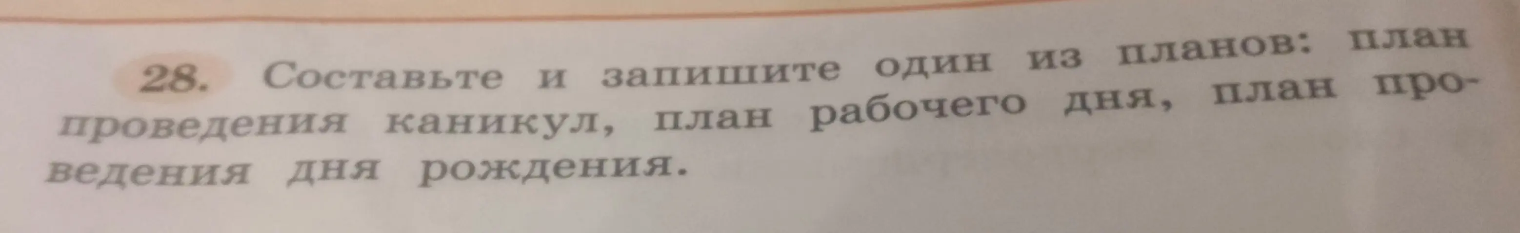Составь и запиши план проведения дня рождения