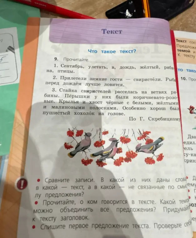 Сравни записи, прочитай о ком говорится в тексте и спиши первое предложение текста.