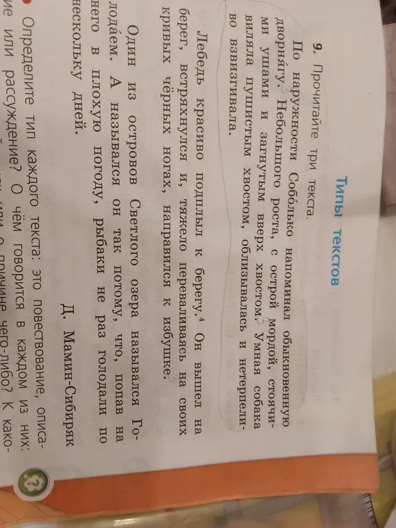 Определи тип каждого текста: это повествование, описание или рассуждение?