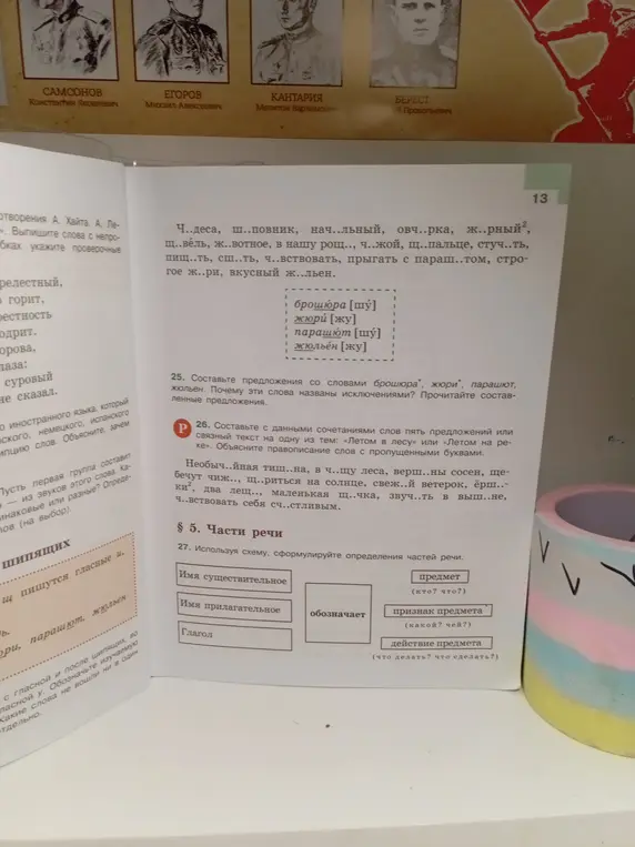 Используя схему, сформулируй определения частей речи