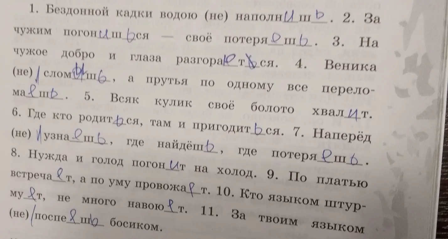 Объясни, как вставить пропущенные буквы в окончаниях глаголов в предложениях и почему они пишутся именно так