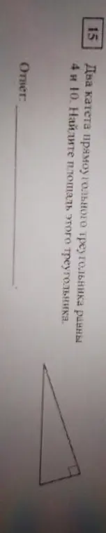 Помоги мне найти площадь прямоугольного треугольника, если два катета равны 4 и 10