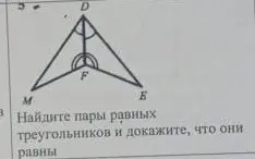 Помоги найти пары равных треугольников и доказать, что они равны.