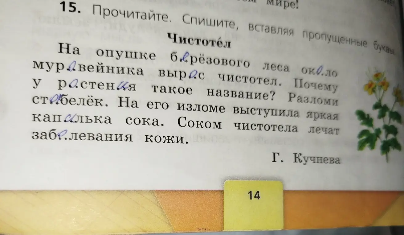 Прочитай текст, вставь пропущенные буквы и спиши
