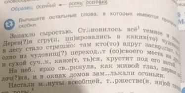 Помоги выписать слова, в которых есть скобки.