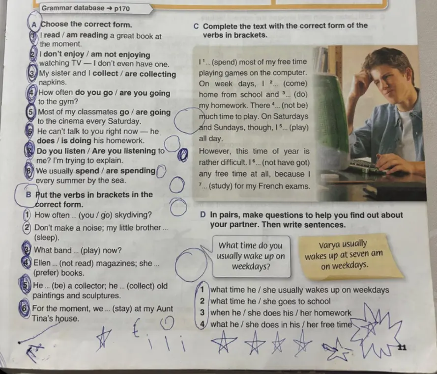 Выполни упражнения A, B, C и D по английскому языку
