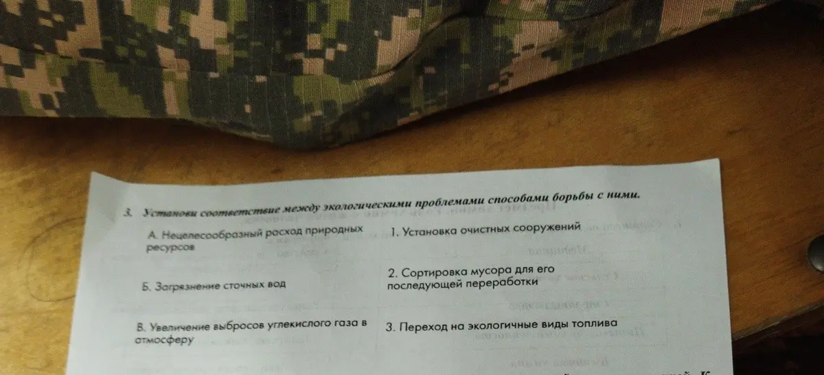 Помоги установить соответствие между экологическими проблемами и способами борьбы с ними в задании 3.